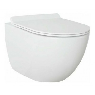 ΣΕΤ ΛΕΚΑΝΗ ΚΡΕΜΑΣΤΗ ALPHA WHITE GLOSSY RIMLLES ΜΕ ΚΑΠΑΚΙ SLIM SOFT CLOSE (220000300) 54CM