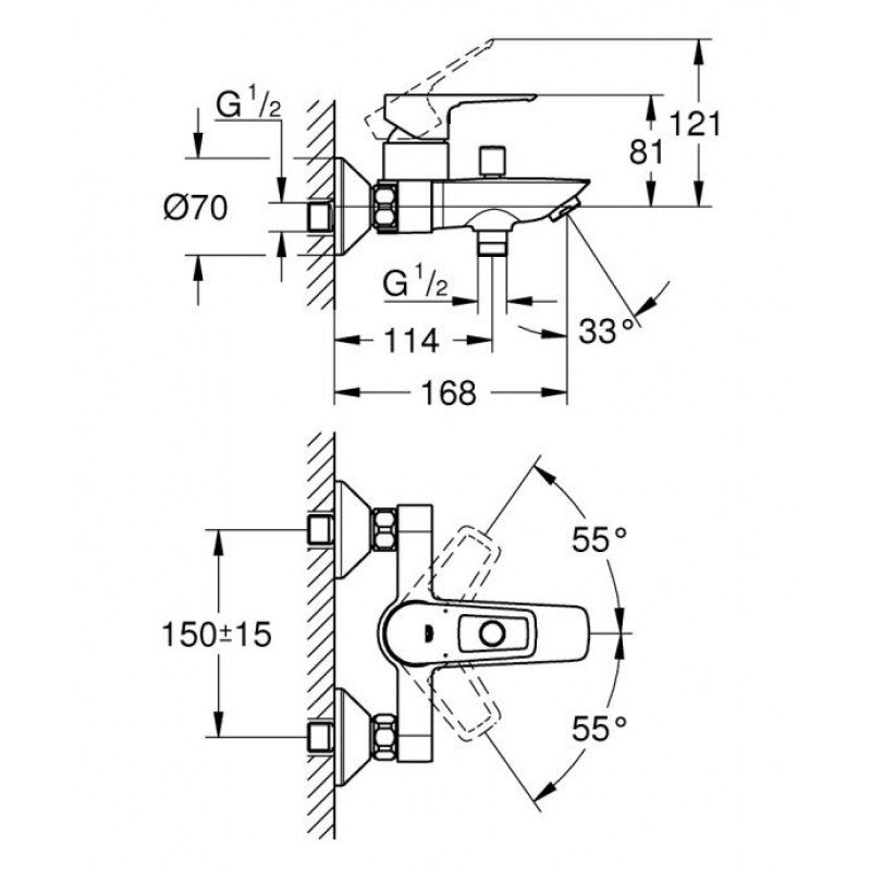 ΜΠΑΤΑΡΙΑ ΛΟΥΤΡΟΥ BAULOOP ΣΕΤ CHROME (23602001+26406001) GROHE