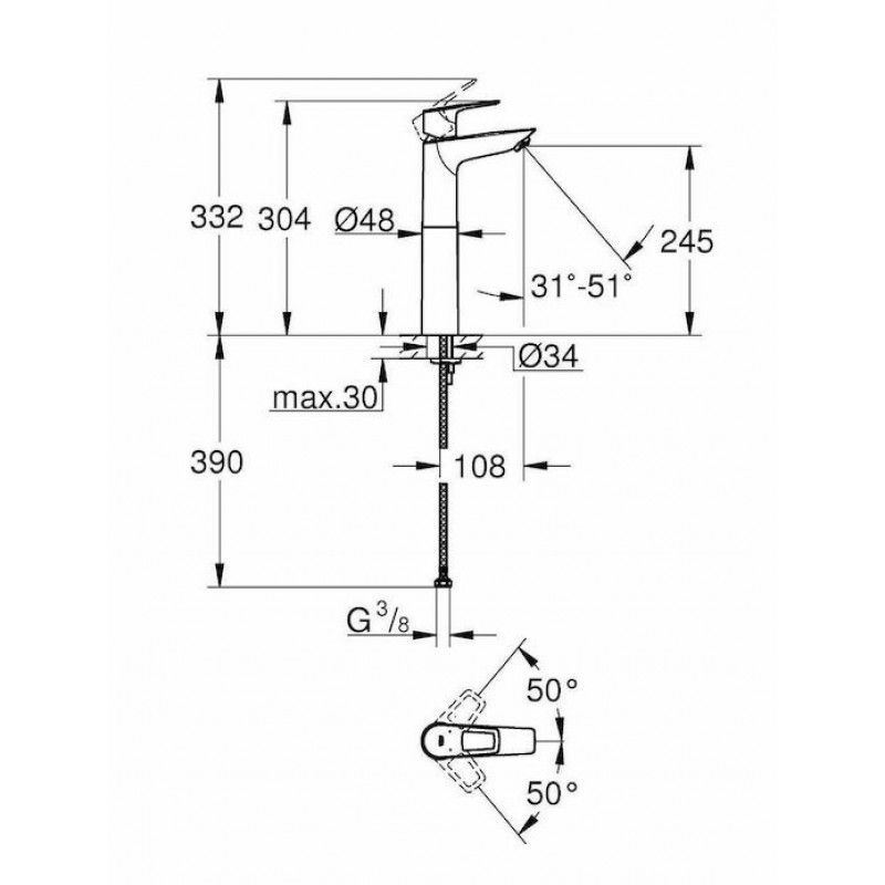 ΜΠΑΤΑΡΙΑ ΝΙΠΤΗΡΟΣ ΨΗΛΗ BAULOOP CHROME (23764001) GROHE