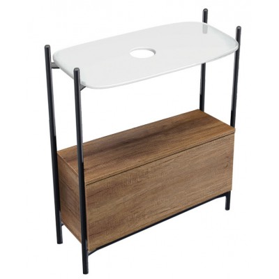 ΜΑΤΑΛΛΙΚΗ ΒΑΣΗ ΕΠΙΠΛΟΥ LAILA HI-BOX BLACK MATT / WHITE MATT 75CM