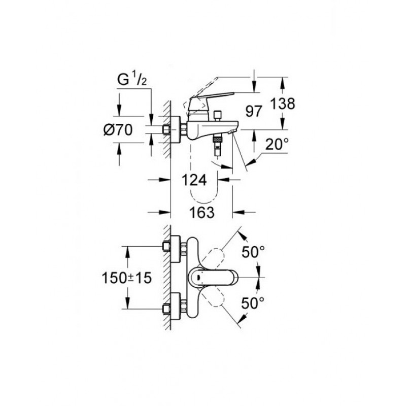 ΜΠΑΤΑΡΙΑ ΛΟΥΤΡΟΥ EUROSMART COSMOPOLITAN ΣΕΤ CHROME (32831000+2780310E) GROHE