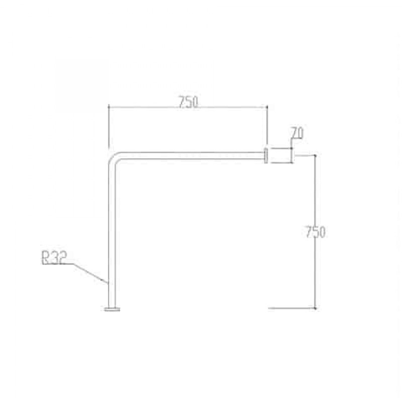 ΜΠΑΡΑ ΣΤΗΡΙΞΗΣ INOX ΓΩΝΙΑΚΗ ΜΗΚΟΣ 75CM ΥΨΟΣ 75CM (82004)