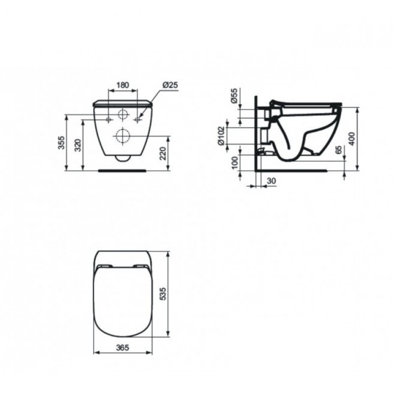 ΣΕΤ ΛΕΚΑΝΗ ΚΡΕΜΑΣΤΗ TESI II WHITE GLOSSY AQUABLADE ΜΕ ΚΑΠΑΚΙ SLIM SOFT CLOSE 53.5CM IDEAL STANDARD