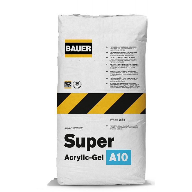ΚΟΛΛΑ SUPER ACRYLIC-GEL A10 C2TE ΛΕΥΚΗ (25KG) BAUER