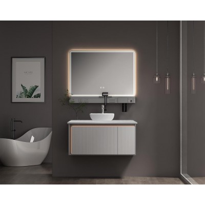 ΣΕΤ ΕΠΙΠΛΟ ΜΠΑΝΙΟΥ GREYS TOP LIGHT GREY MATT 100CM