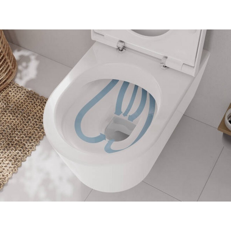 ΣΕΤ ΛΕΚΑΝΗ ΚΡΕΜΑΣΤΗ ELUPURA WHITE GLOSSY AQUAFLASH ΜΕ ΚΑΠΑΚΙ SOFT CLOSE 54CM HANSGROHE