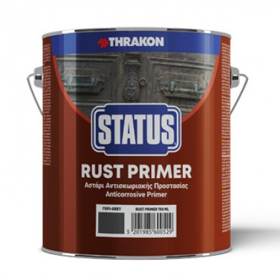 STATUS RUST PRIMER ΑΝΤΙΣΚΩΡΙΑΚΟ ΑΣΤΑΡΙ ΜΕΤΑΛΛΙΚΩΝ ΕΠΙΦΑΝΕΙΩΝ ΓΚΡΙ (375ML) THRAKON