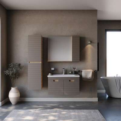 ΣΕΤ ΕΠΙΠΛΟ ΜΠΑΝΙΟΥ VEGA BROWN MATT 80CM