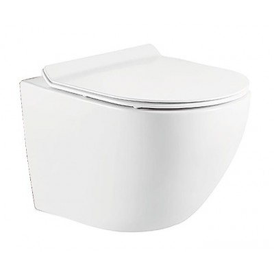 ΣΕΤ ΛΕΚΑΝΗ ΚΡΕΜΑΣΤΗ CAPRI WHITE GLOSSY RIMLESS ΜΕ ΚΑΠΑΚΙ SLIM SOFT CLOSE 50CM