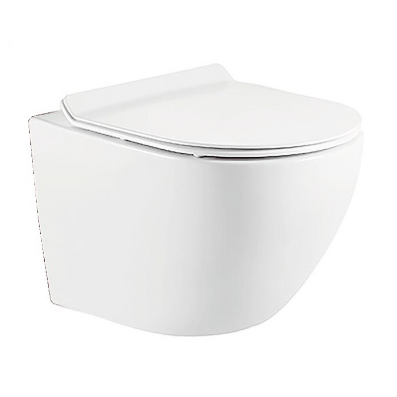 ΣΕΤ ΛΕΚΑΝΗ ΚΡΕΜΑΣΤΗ CAPRI WHITE GLOSSY RIMLESS ΜΕ ΚΑΠΑΚΙ SLIM SOFT CLOSE 50CM