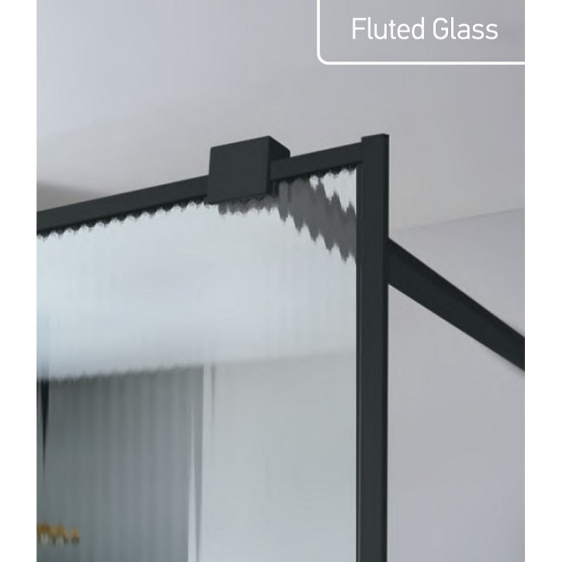 ΚΑΜΠΙΝΑ ΕΛΕΥΘΕΡΗΣ ΤΟΠΟΘΕΤΗΣΗΣ WALK-IN CLEAN GLASS BLACK FLUTED PVD 70X200CM