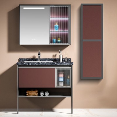 ΣΕΤ ΕΠΙΠΛΟ ΜΠΑΝΙΟΥ ERIETE BORDEAUX/ANTHRACITE ΜΑΤΤ 100CM