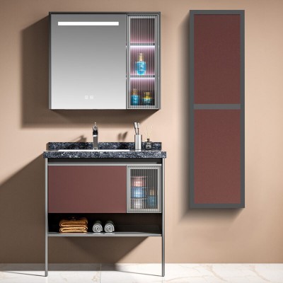 ΣΕΤ ΕΠΙΠΛΟ ΜΠΑΝΙΟΥ ERIETE BORDEAUX/ANTHRACITE ΜΑΤΤ 80CM