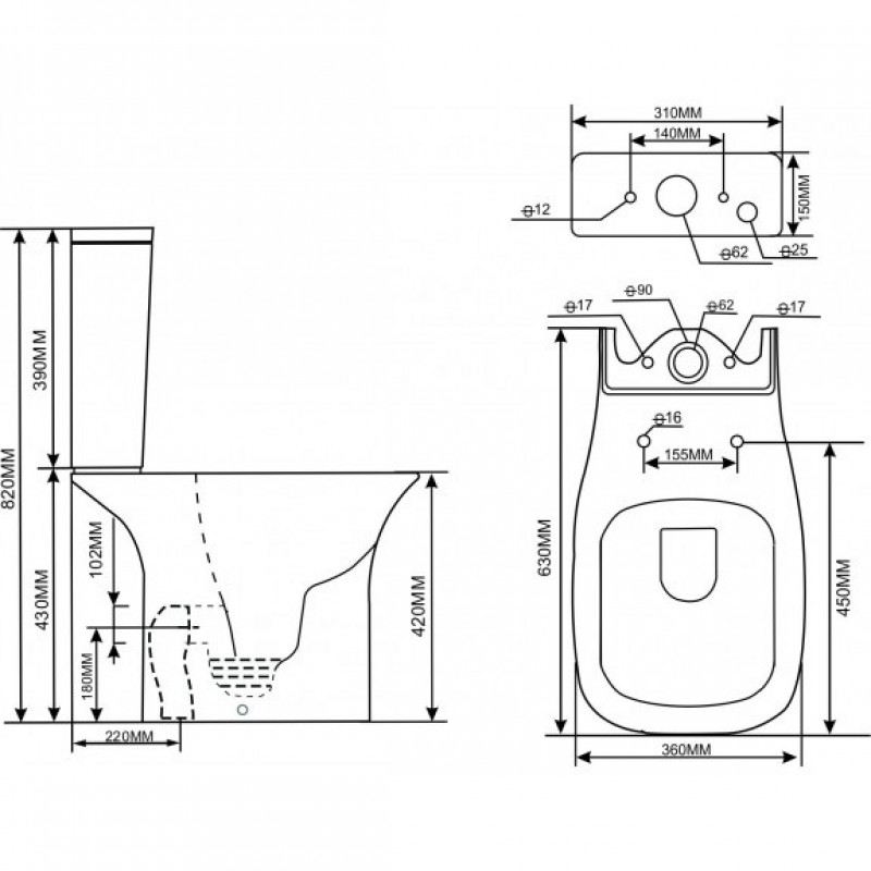 ΣΕΤ ΛΕΚΑΝΗ ΜΕ ΚΑΖΑΝΑΚΙ HAZEL RIMLESS ΚΑΙ ΚΑΠΑΚΙ SLIM SOFT CLOSE ΠΙΣΩ ΣΙΦΩΝΙ 63CM