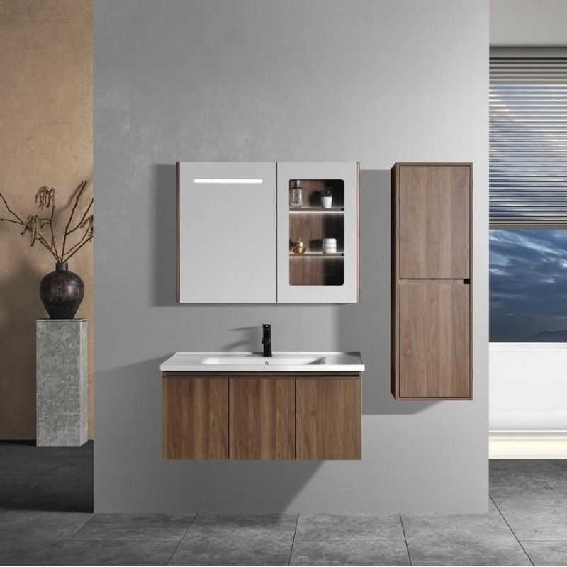 ΣΕΤ ΕΠΙΠΛΟ ΜΠΑΝΙΟΥ LAVARE WALNUT MATT 100CM