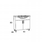 ΒΑΣΗ ΕΠΙΠΛΟΥ ΜΕ ΝΙΠΤΗΡΑ  SIENA SONOMA MATT 90CM
