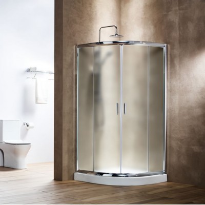 ΚΑΜΠΙΝΑ ΗΜΙΚΥΚΛΙΚΗ NEW TEMA FROSTED CHROME 80Χ80Χ180CM