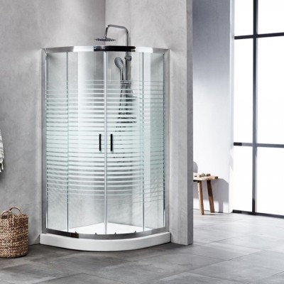 ΚΑΜΠΙΝΑ ΗΜΙΚΥΚΛΙΚΗ NEW LINE STRIPES CHROME 80Χ80Χ180CM