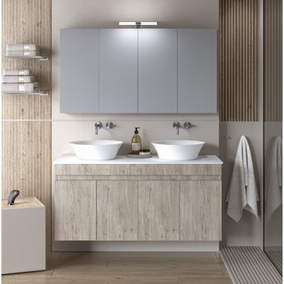 ΣΕΤ ΕΠΙΠΛΟ ΜΠΑΝΙΟΥ OMEGA TOP DOUBLE BEIGE OAK MATT 120CM