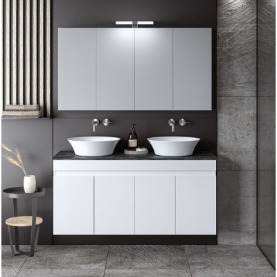 ΣΕΤ ΕΠΙΠΛΟ ΜΠΑΝΙΟΥ OMEGA TOP DOUBLE WHITE GLOSSY 120CM