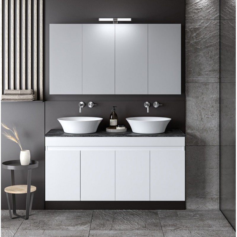 ΣΕΤ ΕΠΙΠΛΟ ΜΠΑΝΙΟΥ OMEGA TOP DOUBLE WHITE GLOSSY 120CM