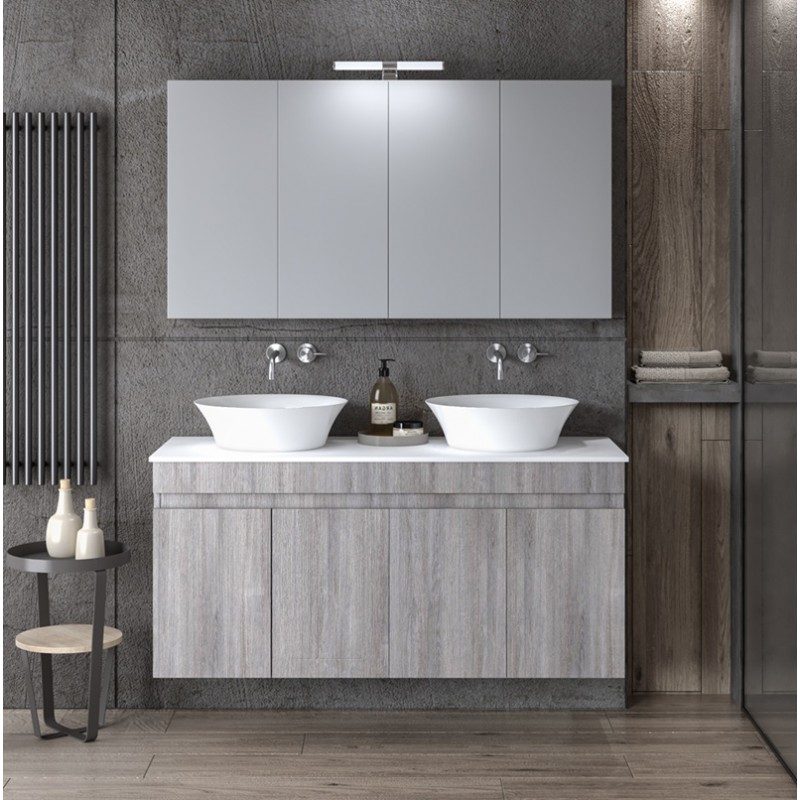 ΣΕΤ ΕΠΙΠΛΟ ΜΠΑΝΙΟΥ OMEGA TOP DOUBLE GREY OAK MATT 120CM
