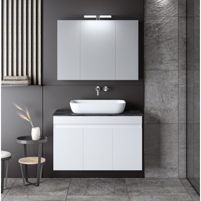 ΣΕΤ ΕΠΙΠΛΟ ΜΠΑΝΙΟΥ OMEGA TOP WHITE GLOSS MATT 90CM
