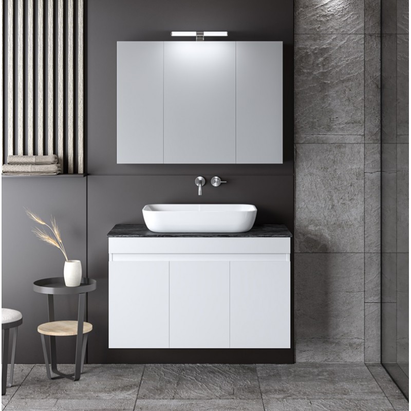 ΣΕΤ ΕΠΙΠΛΟ ΜΠΑΝΙΟΥ OMEGA TOP WHITE GLOSS MATT 90CM