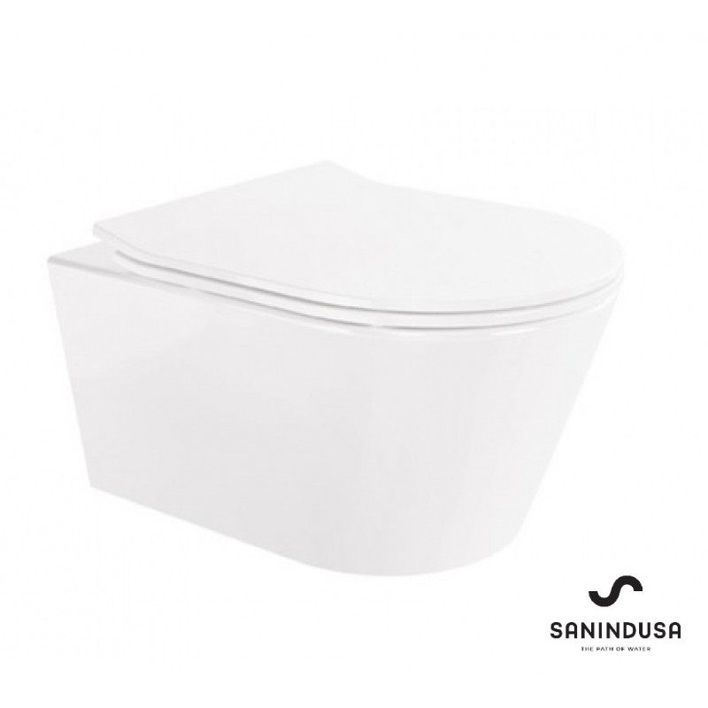 ΣΕΤ ΛΕΚΑΝΗ ΚΡΕΜΑΣΤΗ URBY WHITE GLOSSY RIMFLUS ΜΕ ΚΑΠΑΚΙ SLIM SOFT CLOSE 52CM SANINDUSA