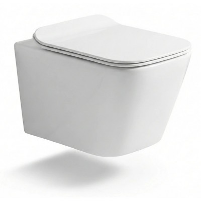 ΣΕΤ ΛΕΚΑΝΗ ΚΡΕΜΑΣΤΗ SMART WHITE GLOSSY RIMLLES ΜΕ ΚΑΠΑΚΙ SLIM SOFT CLOSE 51.5CM