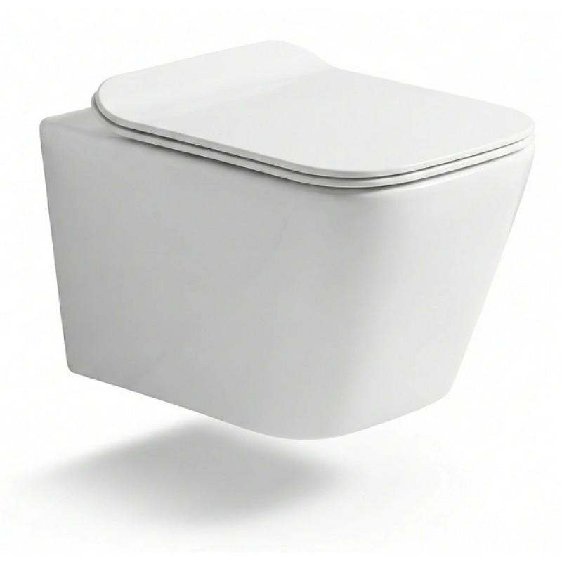 ΣΕΤ ΛΕΚΑΝΗ ΚΡΕΜΑΣΤΗ SMART WHITE GLOSSY RIMLLES ΜΕ ΚΑΠΑΚΙ SLIM SOFT CLOSE 51.5CM