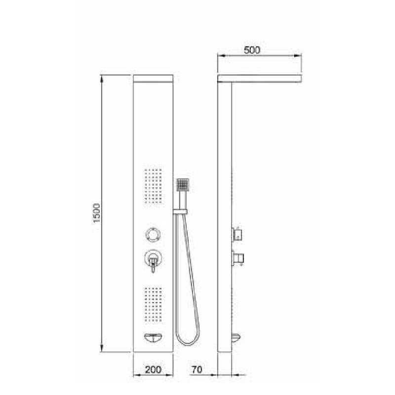 ΥΔΡΟΜΑΣΑΖ 4 ΕΞΟΔΩΝ ΕΠΙΤΟΙΧΙΟ ROMA SHOWER PANEL BLACK MATT (53100N)
