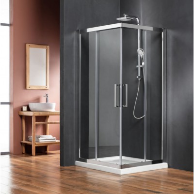 ΚΑΜΠΙΝΑ ΤΕΤΡΑΓΩΝΗ VERSUS 200 CLEAN GLASS CHROME 72X72X185CM