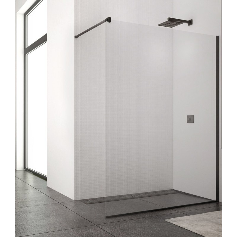 ΚΑΜΠΙΝΑ ΕΛΕΘΕΥΡΗΣ ΤΟΠΟΘΕΤΗΣΗΣ WALK-IN CLEAN GLASS BLACK MATT 120X195CM