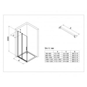 ΕΥΘΥΓΡΑΜΜΗ ΚΑΜΠΙΝΑ ELGINO CHROME CLEAR 80X200CM - Image 3