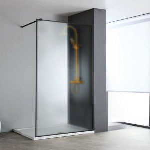 ΚΑΜΠΙΝΑ ΕΛΕΥΘΕΡΗΣ ΤΟΠΟΘΕΤΗΣΗΣ WALK-IN CLEAN GLASS BLACK FLUTED PVD 100X200CM