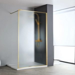 ΚΑΜΠΙΝΑ ΕΛΕΥΘΕΡΗΣ ΤΟΠΟΘΕΤΗΣΗΣ WALK-IN CLEAN GLASS BRUSHED GOLD FLUTED PVD 100X200CM