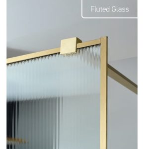 ΚΑΜΠΙΝΑ ΕΛΕΥΘΕΡΗΣ ΤΟΠΟΘΕΤΗΣΗΣ WALK-IN CLEAN GLASS BRUSHED GOLD FLUTED PVD 100X200CM - Image 2