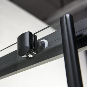 ΚΑΜΠΙΝΑ ΠΑΡΑΛΛΗΛΟΓΡΑΜΜΗ FLOW CORNER ENTRY CLEAN GLASS BLACK MAT 80Χ120Χ195CM - Image 2