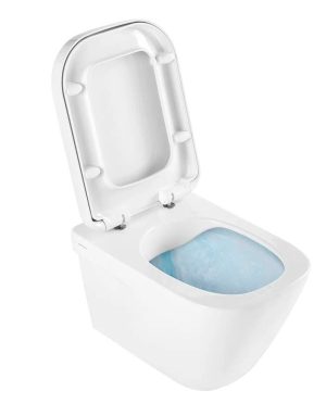 ΣΕΤ ΛΕΚΑΝΗ ΚΡΕΜΑΣΤΗ LOOK WHITE GLOSSY RIMFLUS ΜΕ ΚΑΠΑΚΙ SLIM SOFT CLOSE 50.4CM SANINDUSA - Image 2