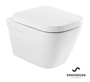 ΣΕΤ ΛΕΚΑΝΗ ΚΡΕΜΑΣΤΗ LOOK WHITE GLOSSY RIMFLUS ΜΕ ΚΑΠΑΚΙ SLIM SOFT CLOSE 50.4CM SANINDUSA
