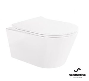 ΣΕΤ ΛΕΚΑΝΗ ΚΡΕΜΑΣΤΗ URBY WHITE GLOSSY RIMFLUS ΜΕ ΚΑΠΑΚΙ SLIM SOFT CLOSE 48CM SANINDUSA