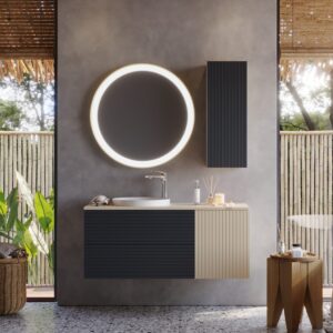 ΣΕΤ ΚΑΘΡΕΦΤΗΣ LED VIEN ΣΤΡΟΓΓΥΛΟΣ Φ80 & ΝΤΟΥΛΑΠΙ ΤΟΙΧΟΥ 30cm ANTHR./BEIGE MAT 3SMVIE120ABM - Image 3