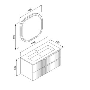 Καθρέφτης LED ENZA 100cm Λευκό MDF 18mm Λάκα με περιμετρικό φωτισμό και αισθητήρα 3MENZ100WHM - Image 2