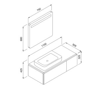 Σετ Έπιπλο Μπάνιου KUZEY Λευκό MDF 18mm Λάκα 110 9SKUZ110WHM - Image 2