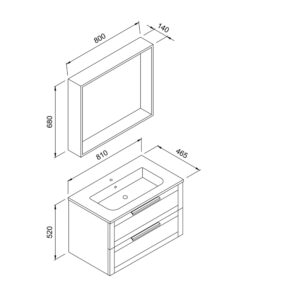 Σετ Έπιπλο Μπάνιου LAGUNA Γκρι 80 MDF 18mm Λάκα 9SLAG080GRM Πάγκο 81x46.50x52cm - Image 2