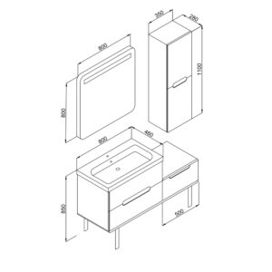 Πάγκος MASAL Ανθρακί MDF 18mm Λάκα 130 S3BMAS130ANM 130x46x85cm - Image 2