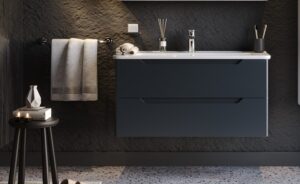 Πάγκος PERLA Aνθρακί με λευκά πλαινα MDF 18mm Λάκα 100 S3BPERL100ANM 105x46x53cm
