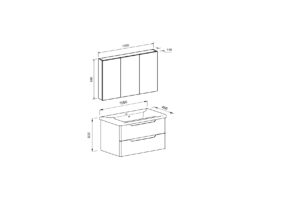 Πάγκος PERLA Aνθρακί με λευκά πλαινα MDF 18mm Λάκα 100 S3BPERL100ANM 105x46x53cm - Image 2