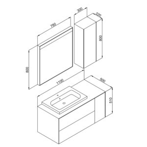 Πάγκος RODOS Ασημί MDF 18mm Λάκα 110 S3BROD110SB 110x50x51cm - Image 2